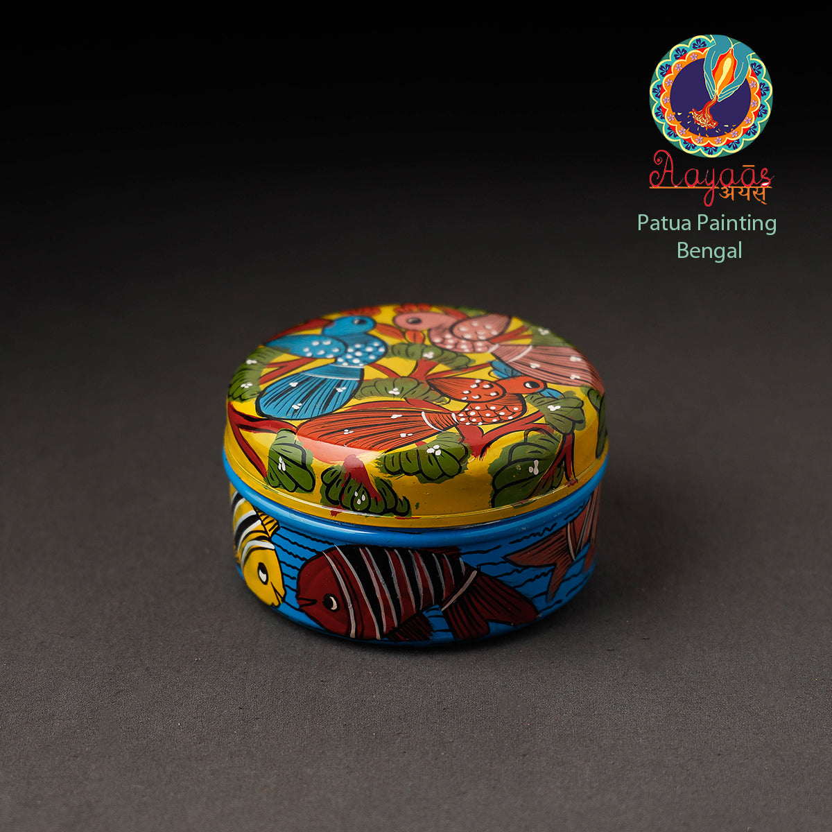  Bengal Patua Handpainted Stainless Steel Multi Utility Container 
