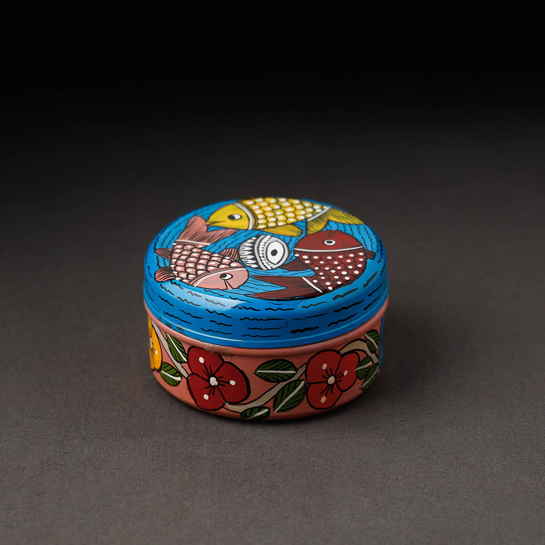 Blue - Bengal Patua Handpainted Stainless Steel Multi Utility Container