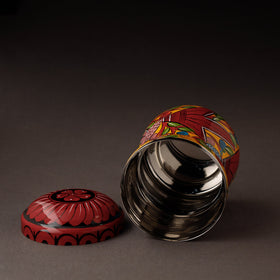 Multicolor Bengal Patua Handpainted Stainless Steel Multi Utility Canister