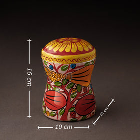 Multicolor Bengal Patua Handpainted Stainless Steel Multi Utility Canister