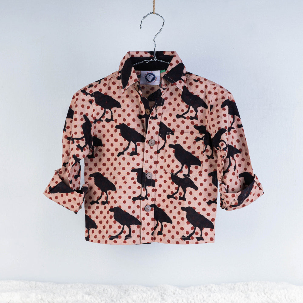 Multicolor Bindaas Block Art Printed Cotton Kids Full Sleeve Shirt