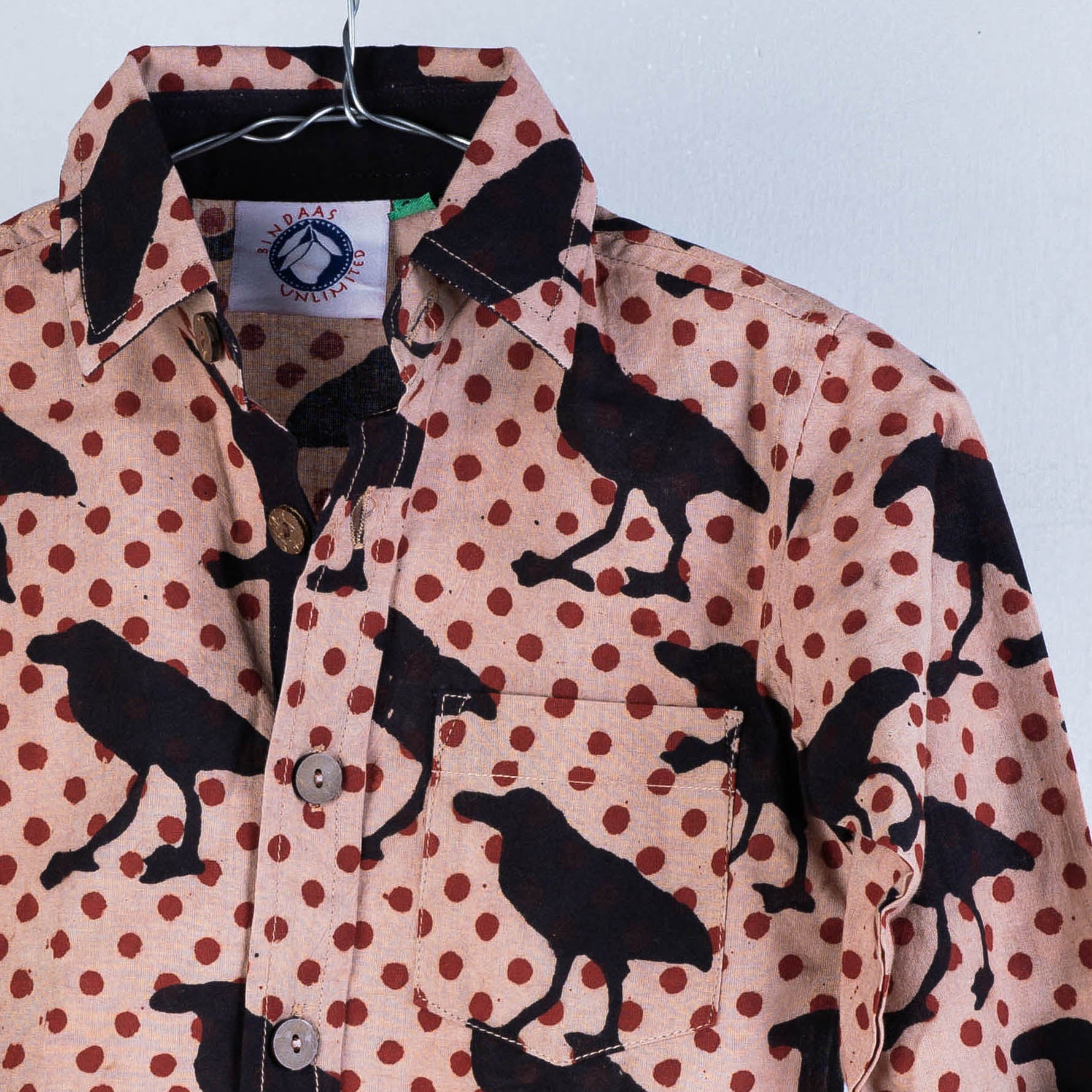 Multicolor Bindaas Block Art Printed Cotton Kids Full Sleeve Shirt