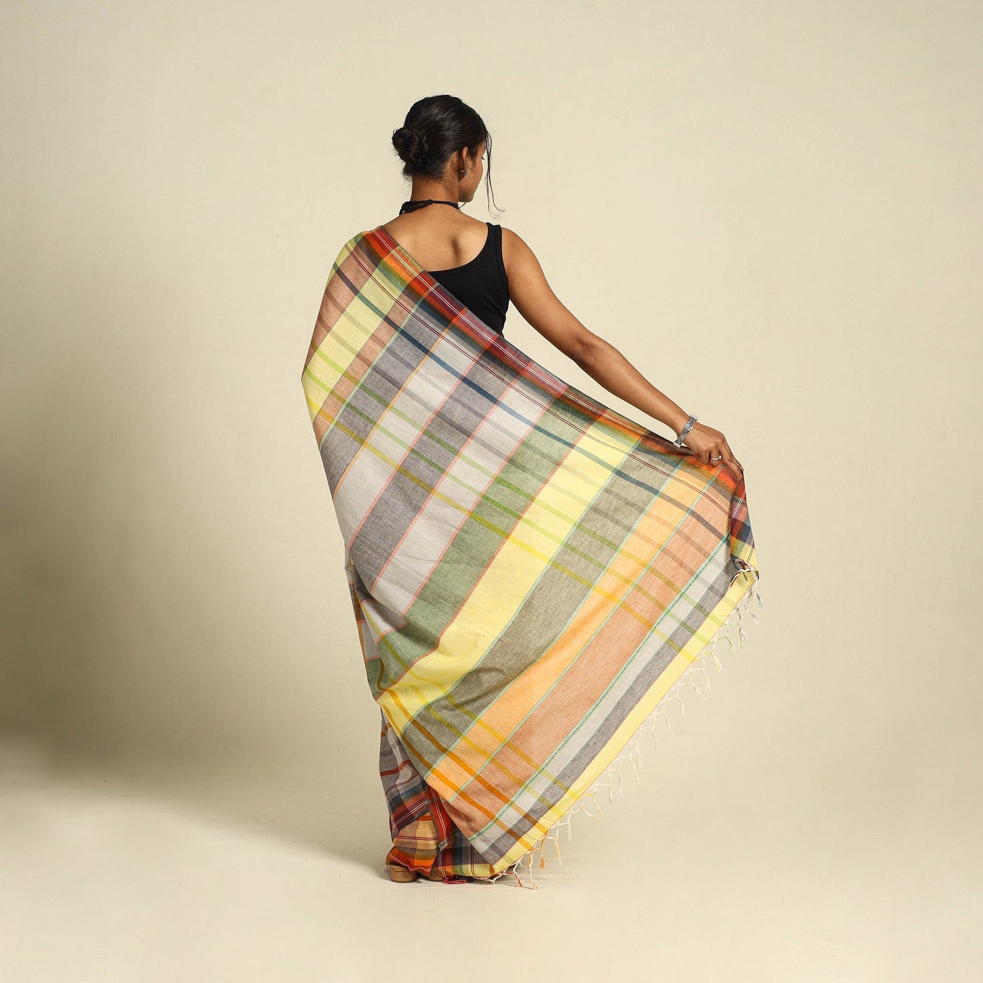 Buy Multicolor Birbhum Handloom Gamchha Cotton Saree 