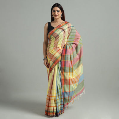 Multicolor - birbhum handloom gamchha pure cotton saree 30