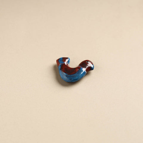 Blue & Red Bird Blue Pottery Ceramic Fridge Magnet 