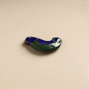 Dark Blue Green Bird Blue Pottery Ceramic Fridge Magnet