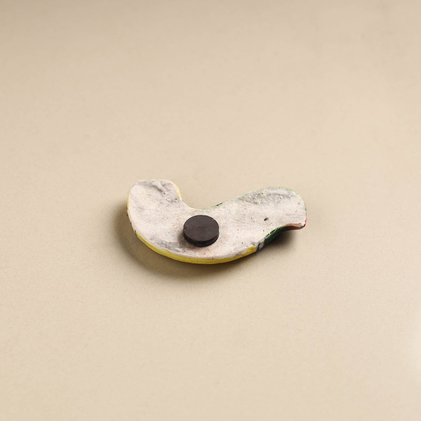 Dark Green Yellow Bird Blue Pottery Ceramic Fridge Magnet 