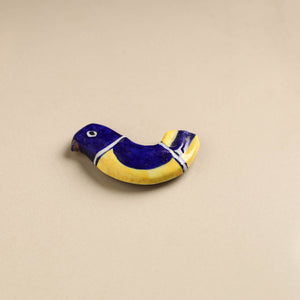 Navy Blue Yellow Bird Blue Pottery Ceramic Fridge Magnet 