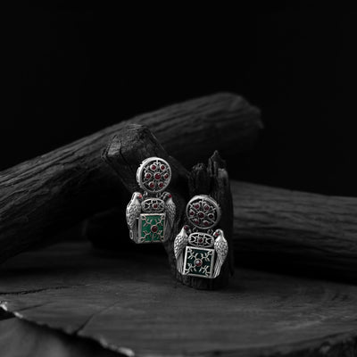 Multicolor - bird saanjh bela oxidised earring - handcrafted