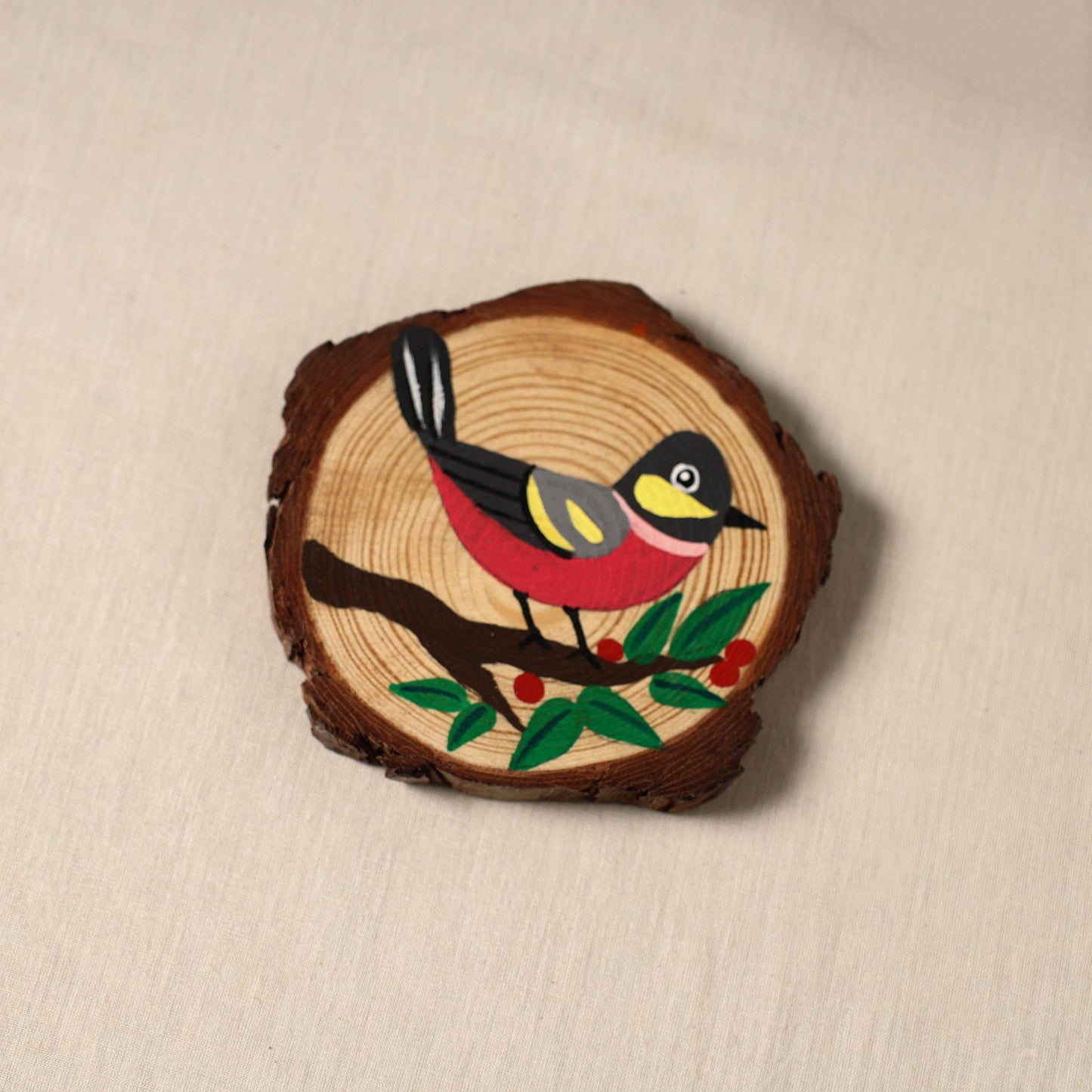 Birds - handpainted pine wood coaster (set of 4) 05