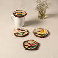 Birds - handpainted pine wood coaster (set of 4) 05