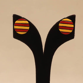 Bishnupur handpainted round shape terracotta stud earrings