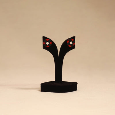 Bishnupur handpainted round shape terracotta stud earrings