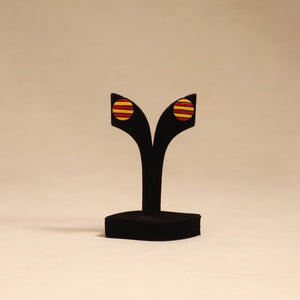 Bishnupur handpainted round shape terracotta stud earrings