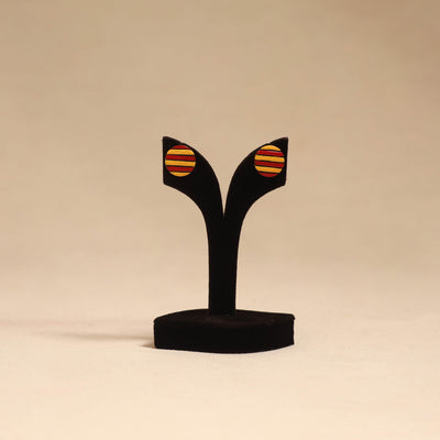 Bishnupur handpainted round shape terracotta stud earrings