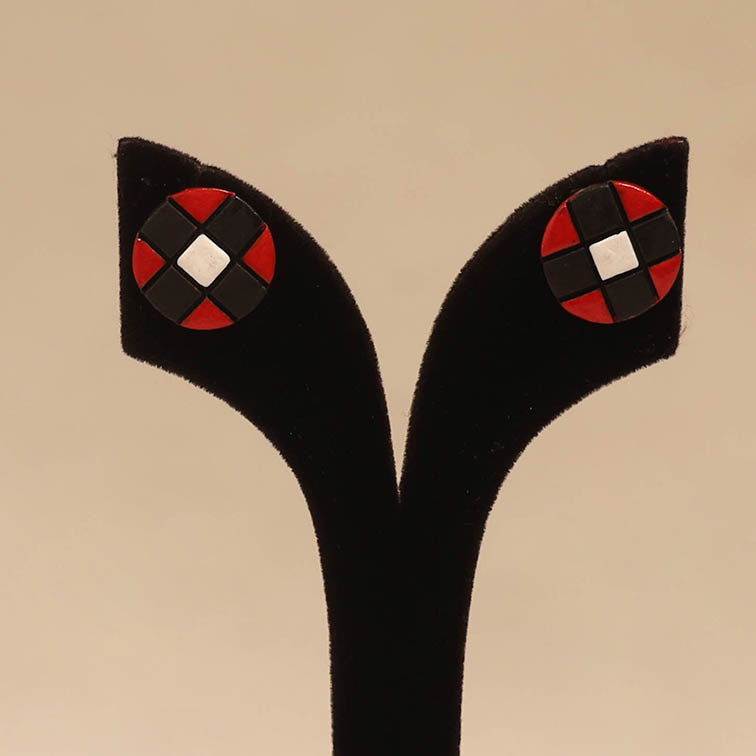Bishnupur handpainted round shape terracotta stud earrings
