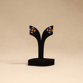 Bishnupur handpainted round shape terracotta stud earrings