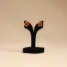 Bishnupur handpainted round shape terracotta stud earrings