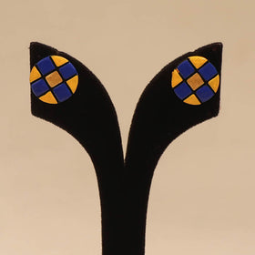 Bishnupur handpainted round shape terracotta stud earrings