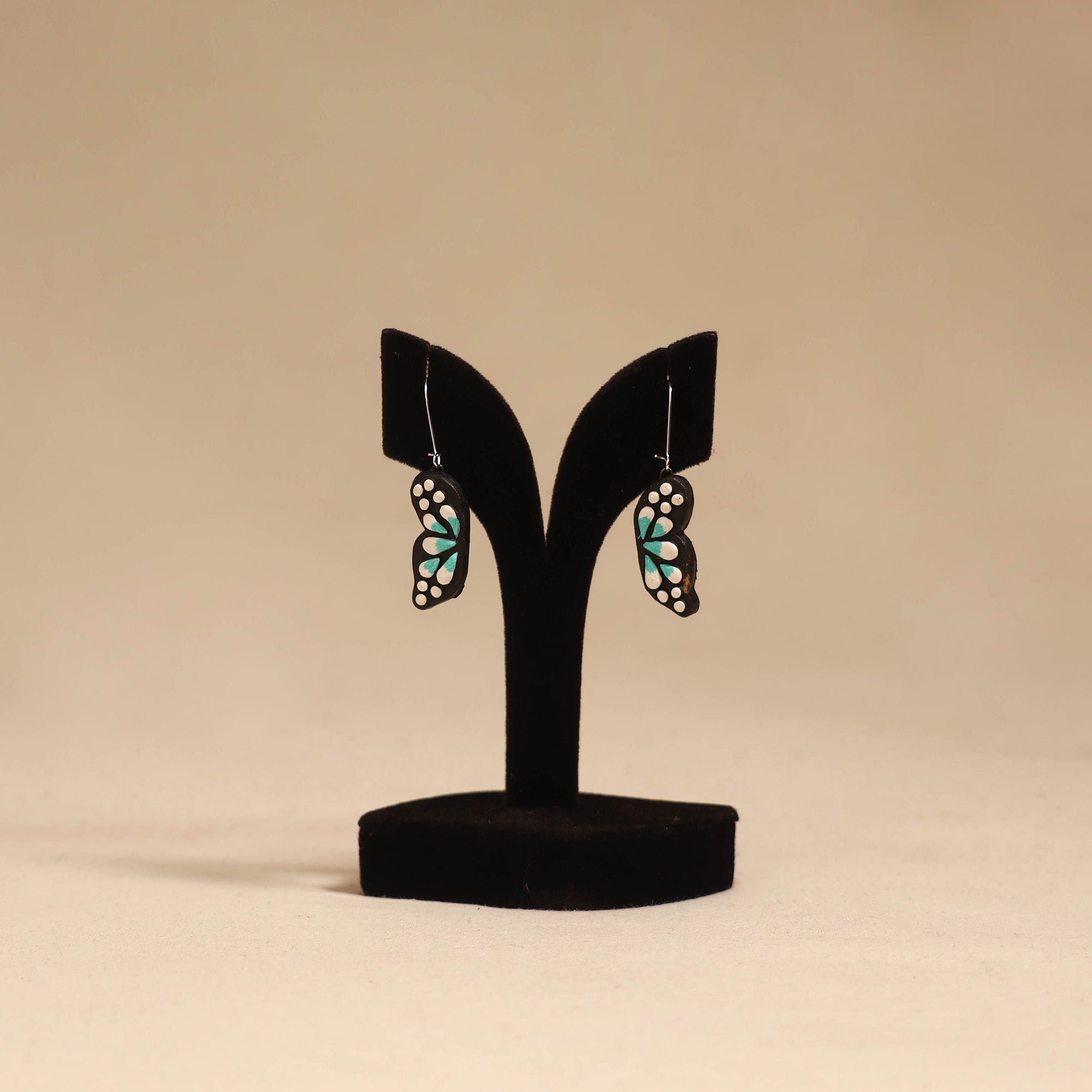 Bishnupur handpainted terracotta earrings 106 - handcrafted