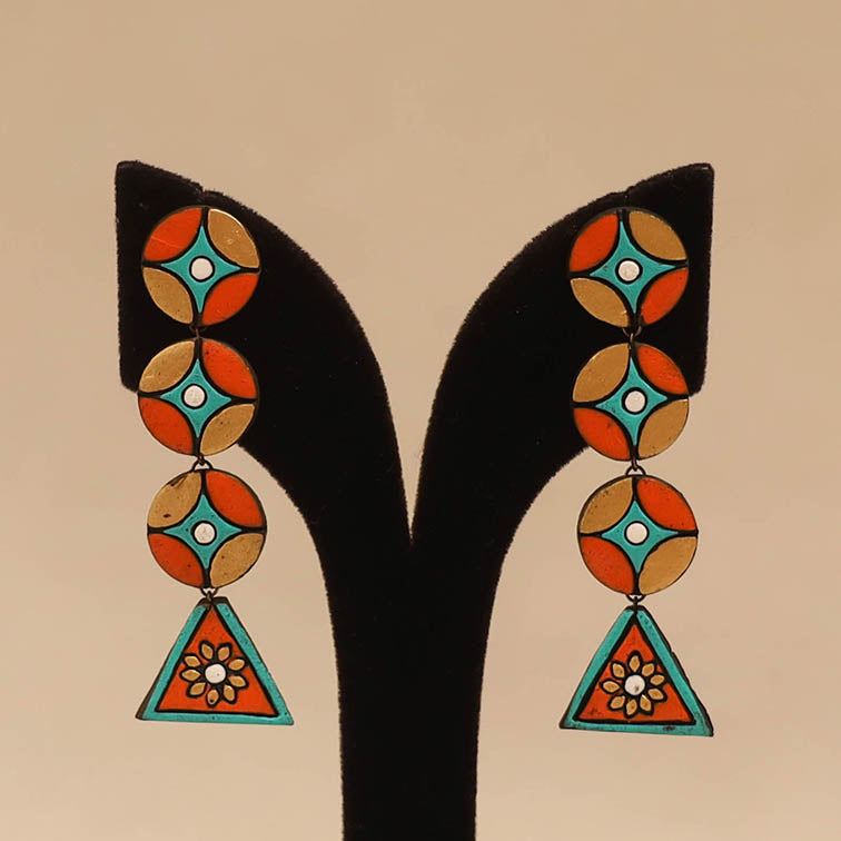 Bishnupur handpainted terracotta earrings 151 - handcrafted