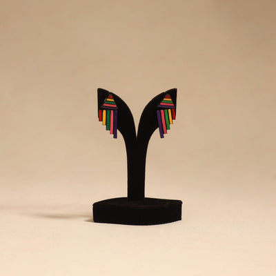 Bishnupur handpainted terracotta earrings 44 - handcrafted