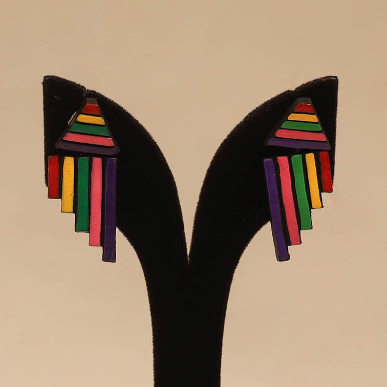 Bishnupur handpainted terracotta earrings 44 - handcrafted