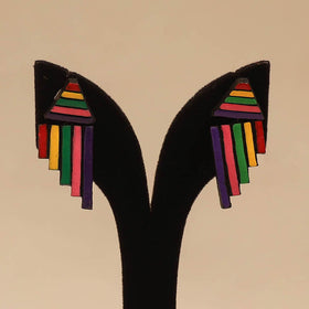 Bishnupur handpainted terracotta earrings 44 - handcrafted