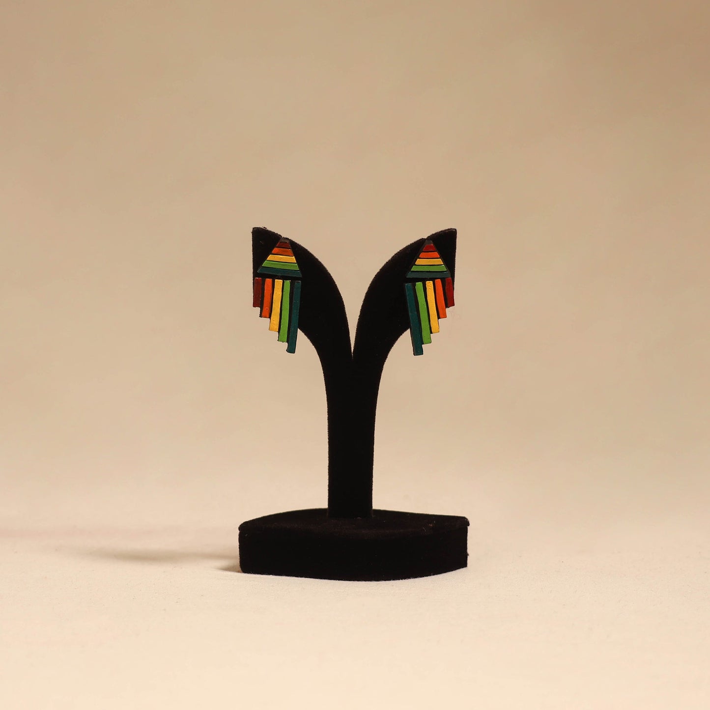 Bishnupur handpainted terracotta earrings 45 - handcrafted