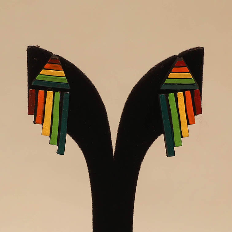 Bishnupur handpainted terracotta earrings 45 - handcrafted
