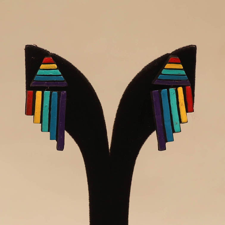 Bishnupur handpainted terracotta earrings 46 - handcrafted