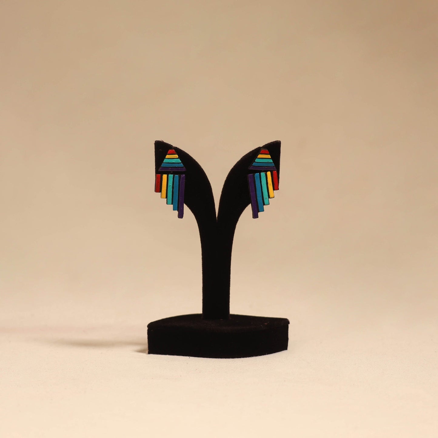 Bishnupur handpainted terracotta earrings 46 - handcrafted