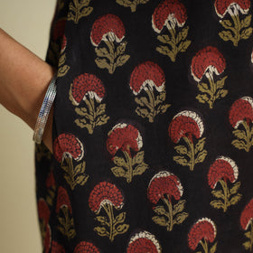 Black - jahota printed patchwork cotton kurta - handcrafted
