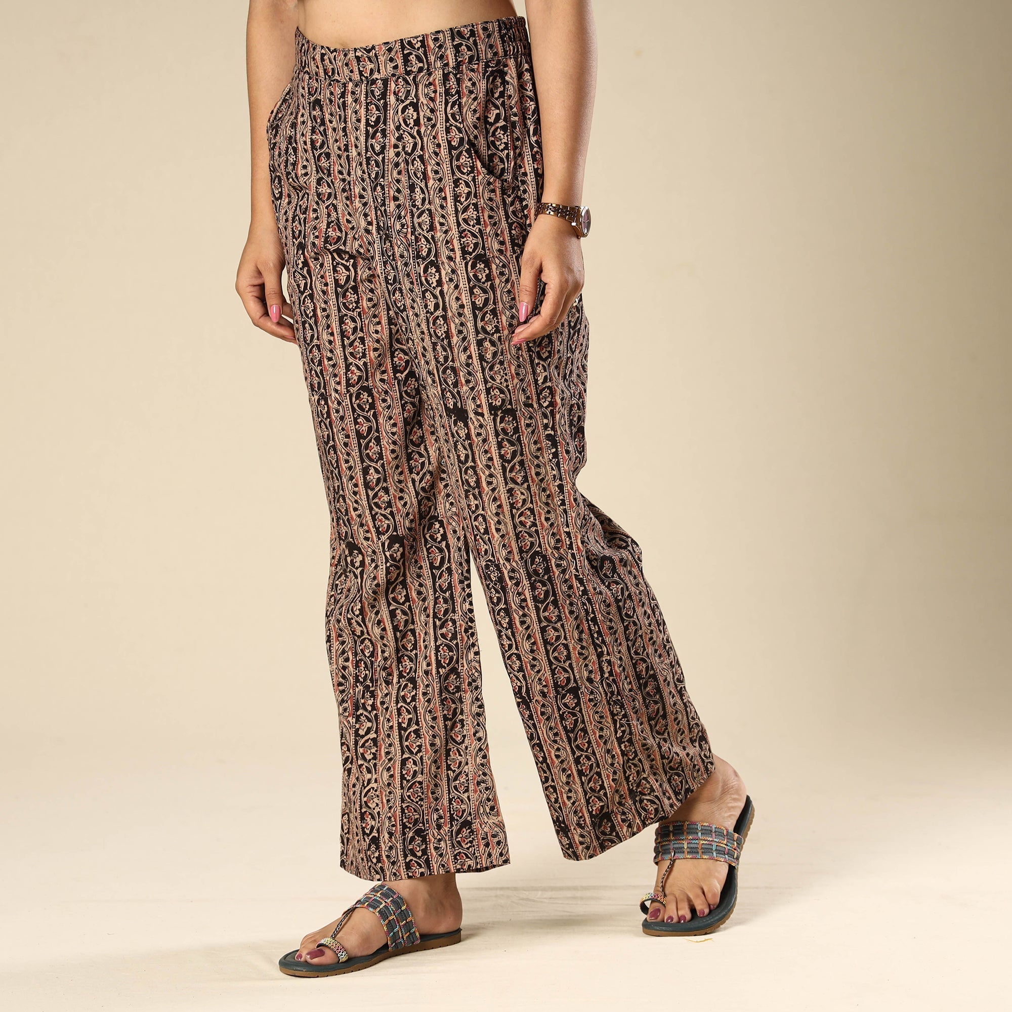 Buy Kalamkari Block Printed Cotton Elasticated Palazzo Online at iTokri.com