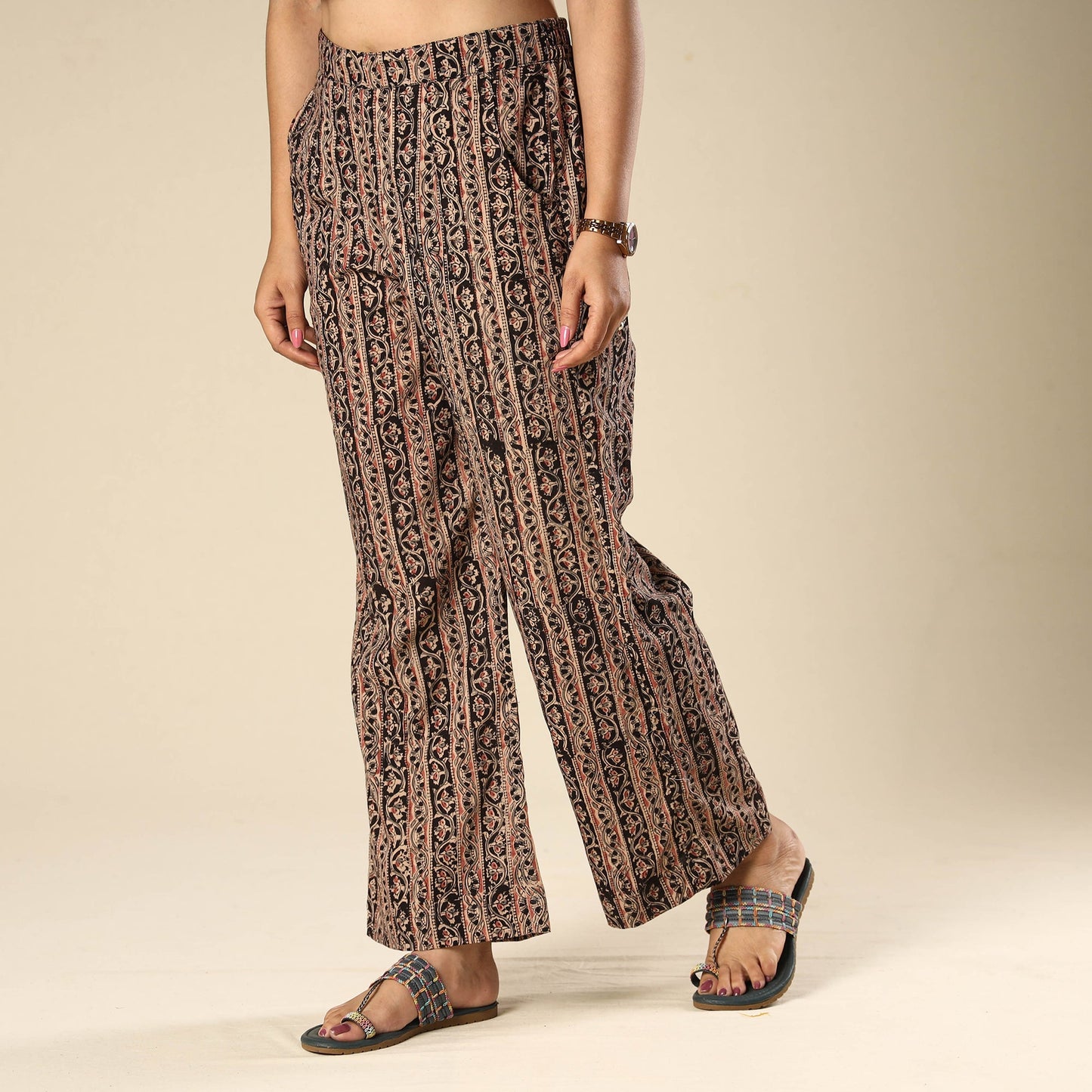 Buy Kalamkari Block Printed Cotton Elasticated Palazzo Online at iTokri.com