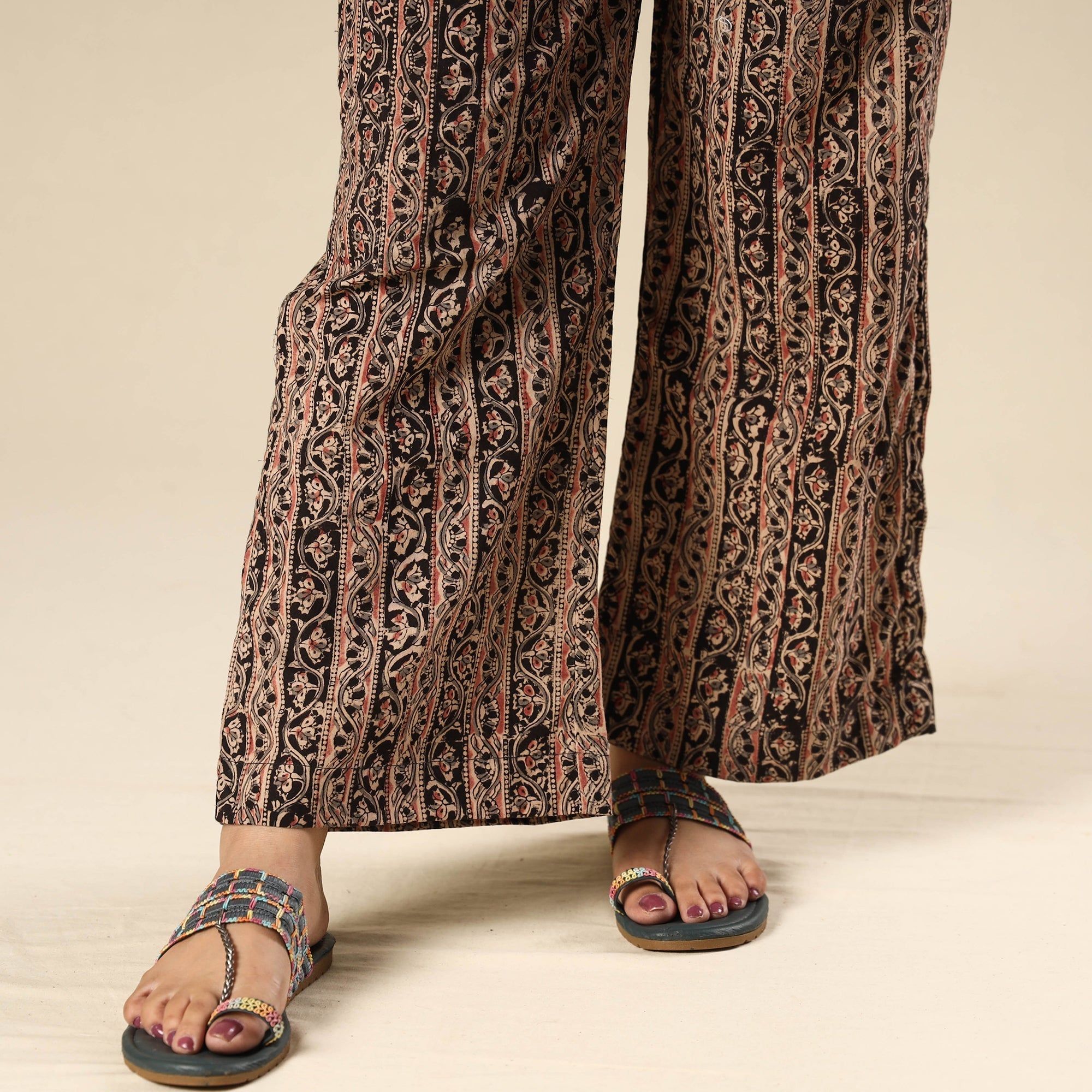 Buy Kalamkari Block Printed Cotton Elasticated Palazzo Online at iTokri.com