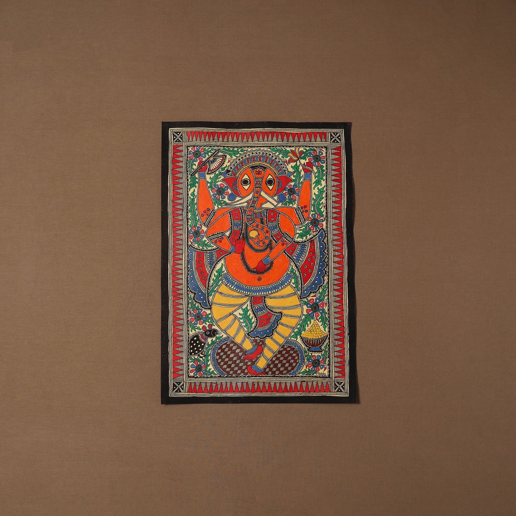 Handpainted madhubani painting by hira devi (22 x 15 in) 23