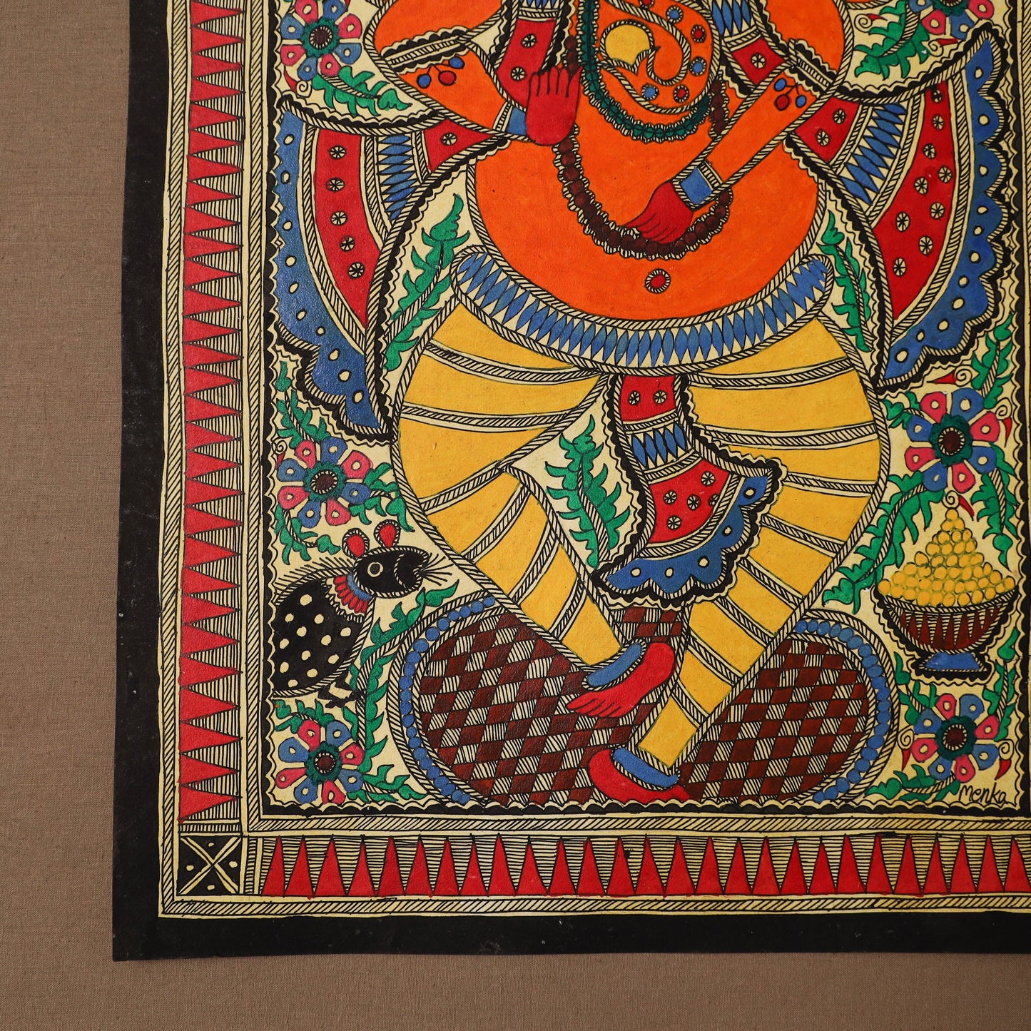 Handpainted madhubani painting by hira devi (22 x 15 in) 23