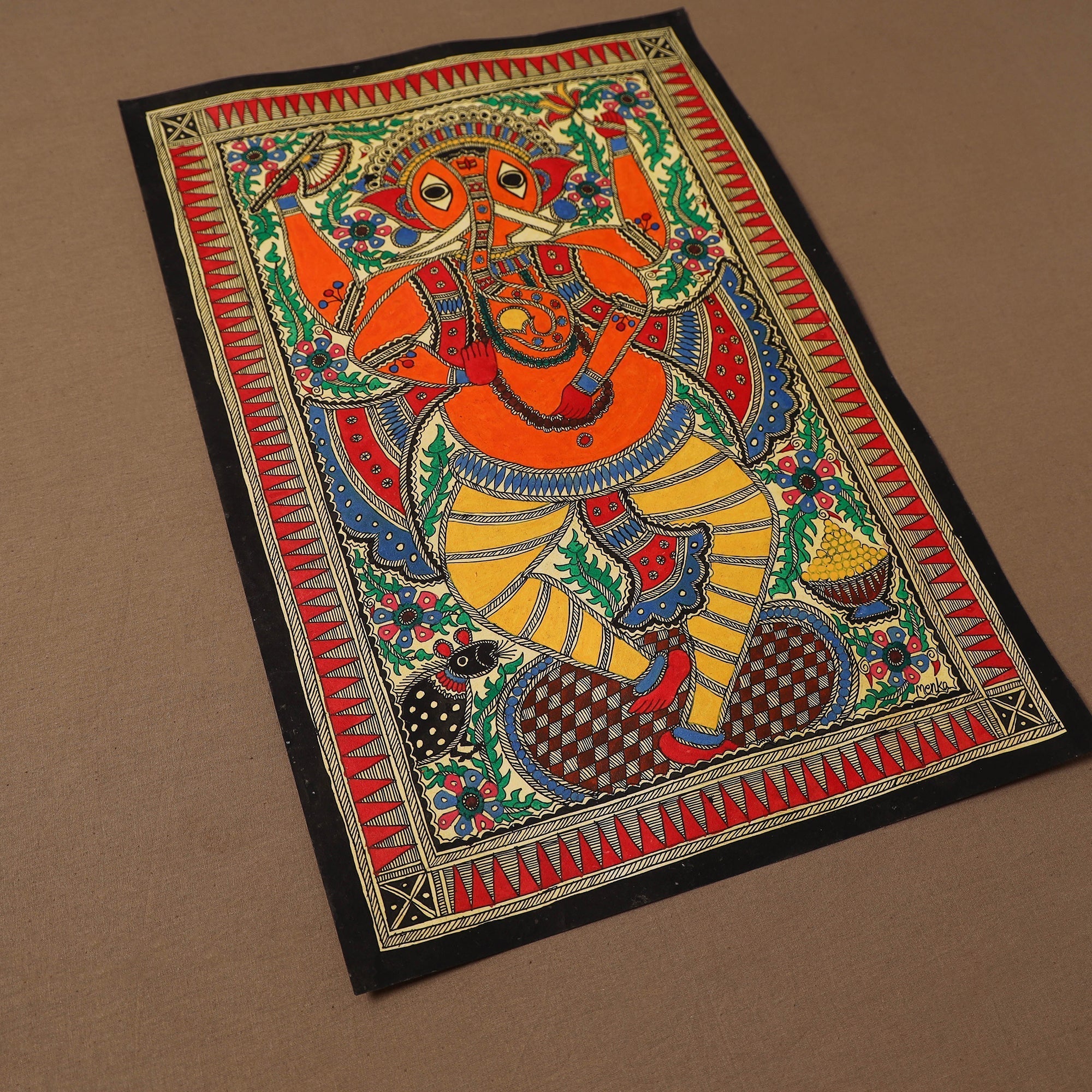 Handpainted madhubani painting by hira devi (22 x 15 in) 23