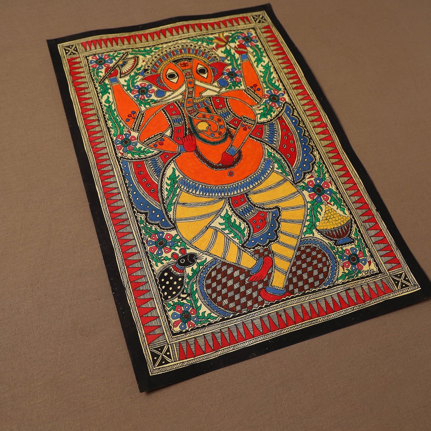 Handpainted madhubani painting by hira devi (22 x 15 in) 23