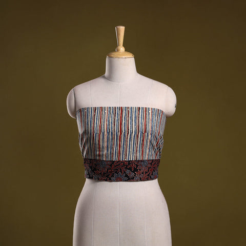 Block print cotton ajrakh blouse piece 05 - handcrafted