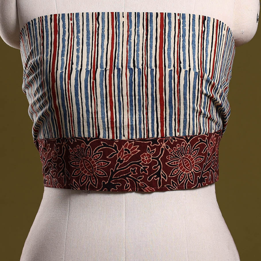 Block print cotton ajrakh blouse piece 22 - handcrafted