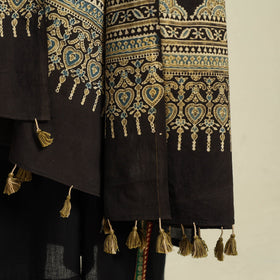  Multicolor Block Print Cotton Ajrakh Dupatta With Tassels