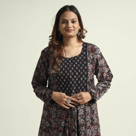 Buy Block Print Cotton Flared Ajrakh Kurta with Palazzo Set