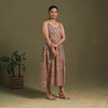 Multicolor Block Print Cotton Flared Sanganeri Dress