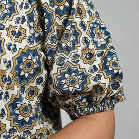 Multicolor Block Print Cotton Natural Dyed Ajrakh Crop Top