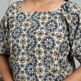 Multicolor Block Print Cotton Natural Dyed Ajrakh Crop Top