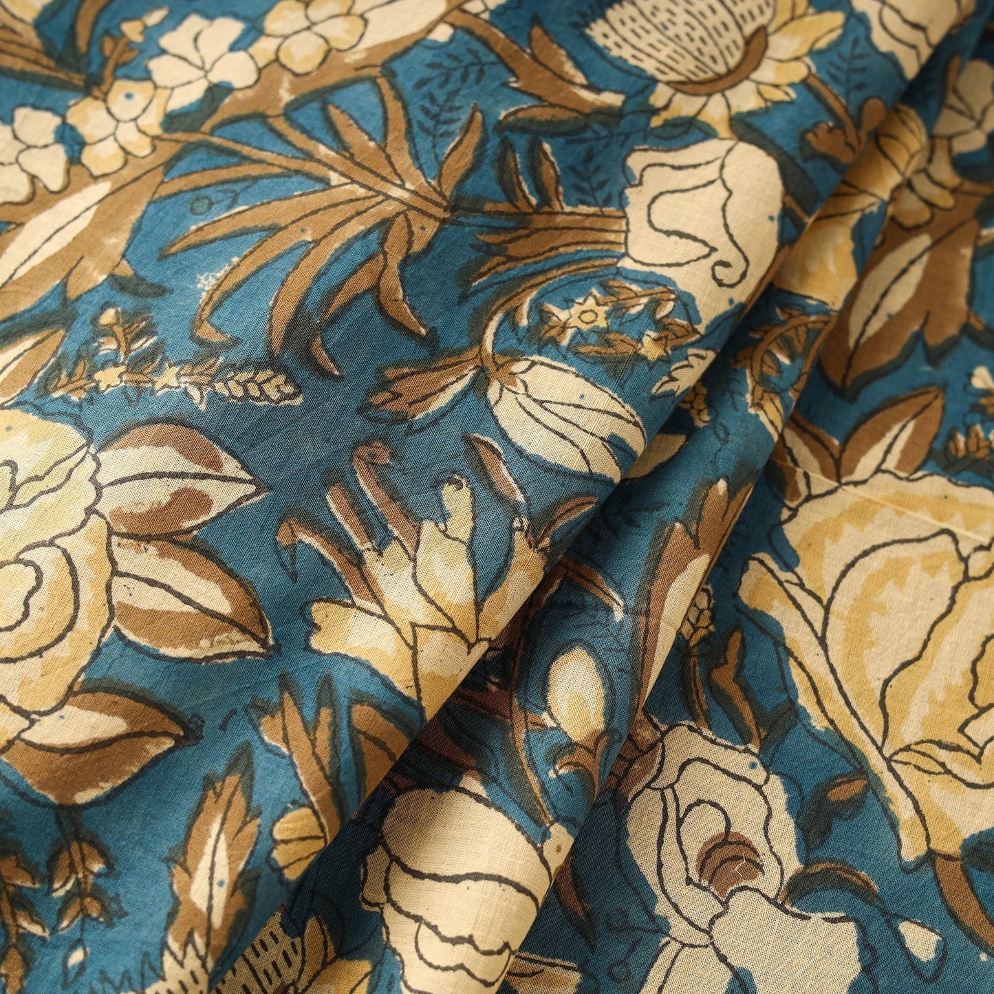 Multicolor Block Print Cotton Sanganeri Fabric