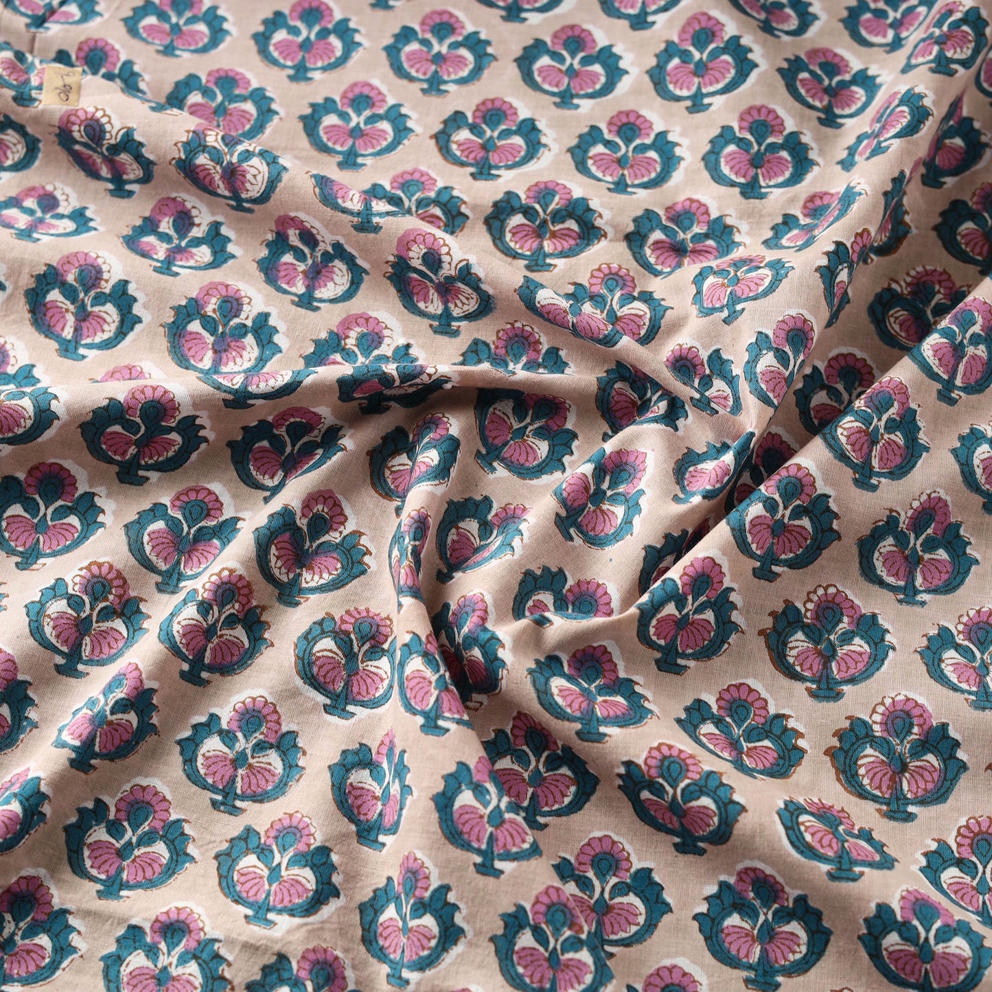 Multicolor Block Print Cotton Sanganeri Fabric