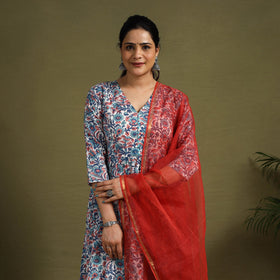  Multicolor Block Print Cotton Sanganeri Kurta Set (Set of 3)